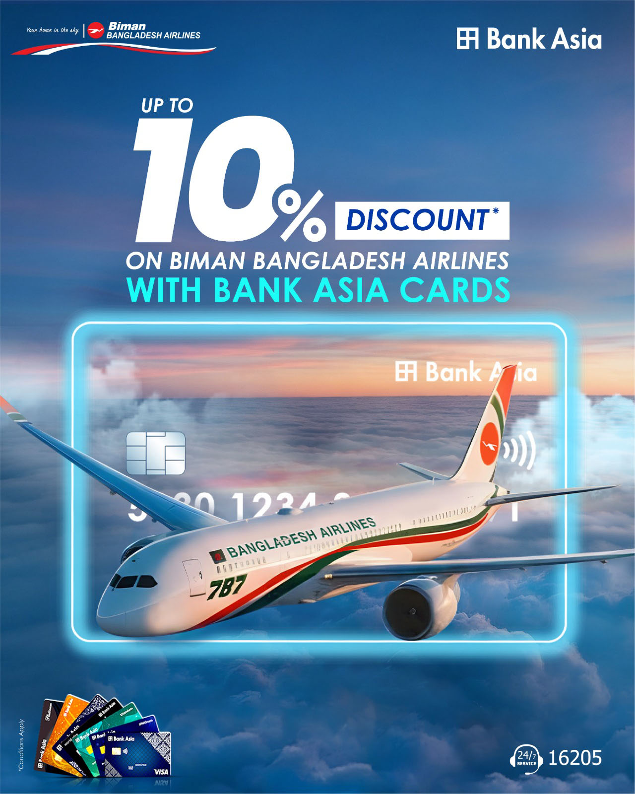 Offer on Bank Asia Cards - Biman Bangladesh Airlines